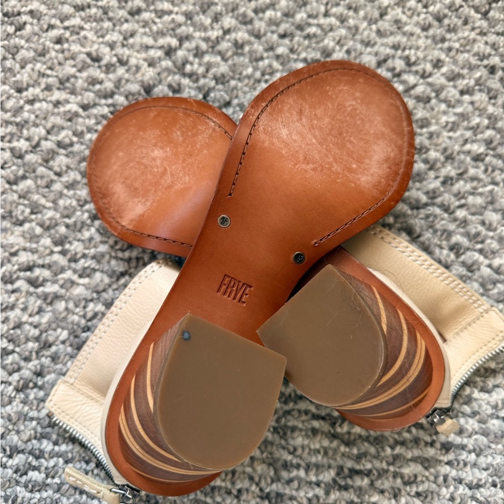 Frye Back Zip Ankle Heel Sandals - Picture 3 of 3